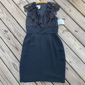 LIANCARLO Lace Accent Deep V-Neck Sleeveless Dress